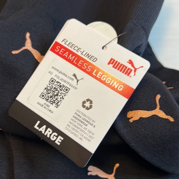 Puma Womens Black High Waist Fleece Lined Logo Print Seamless Legging - Picture 5 of 7